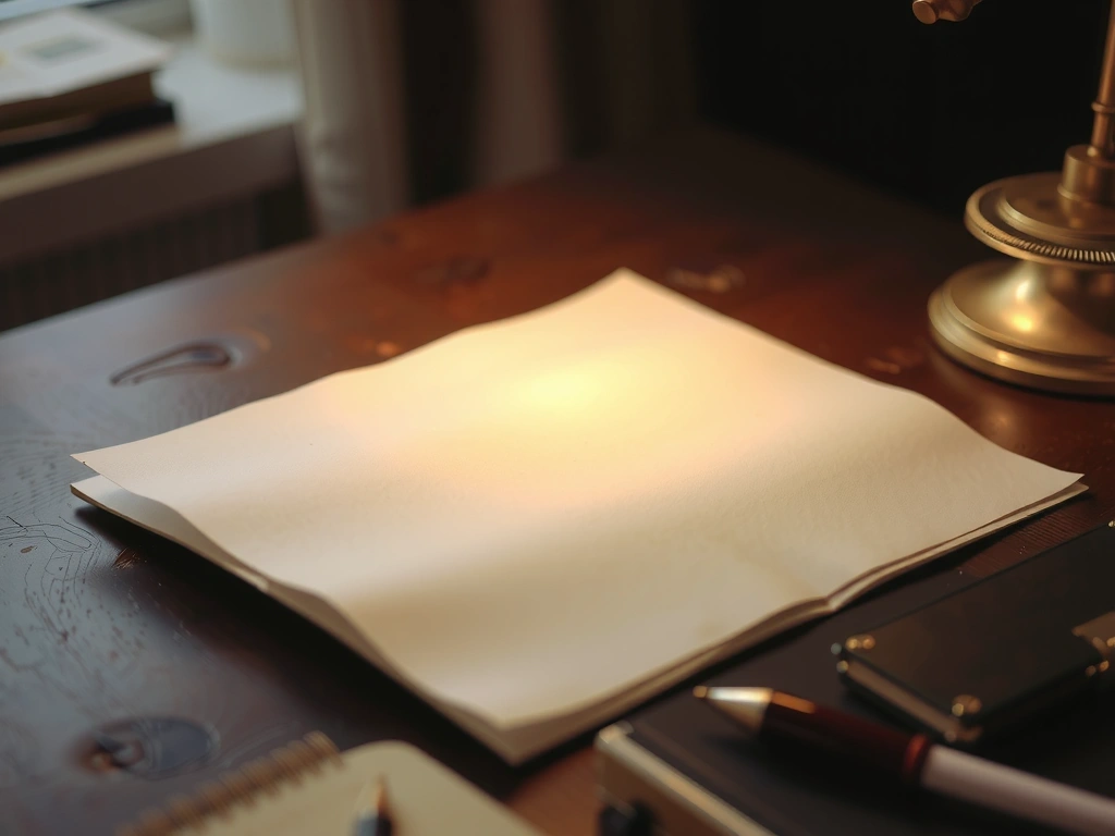 Altes Dokument auf Schreibtisch unter Lampenlicht