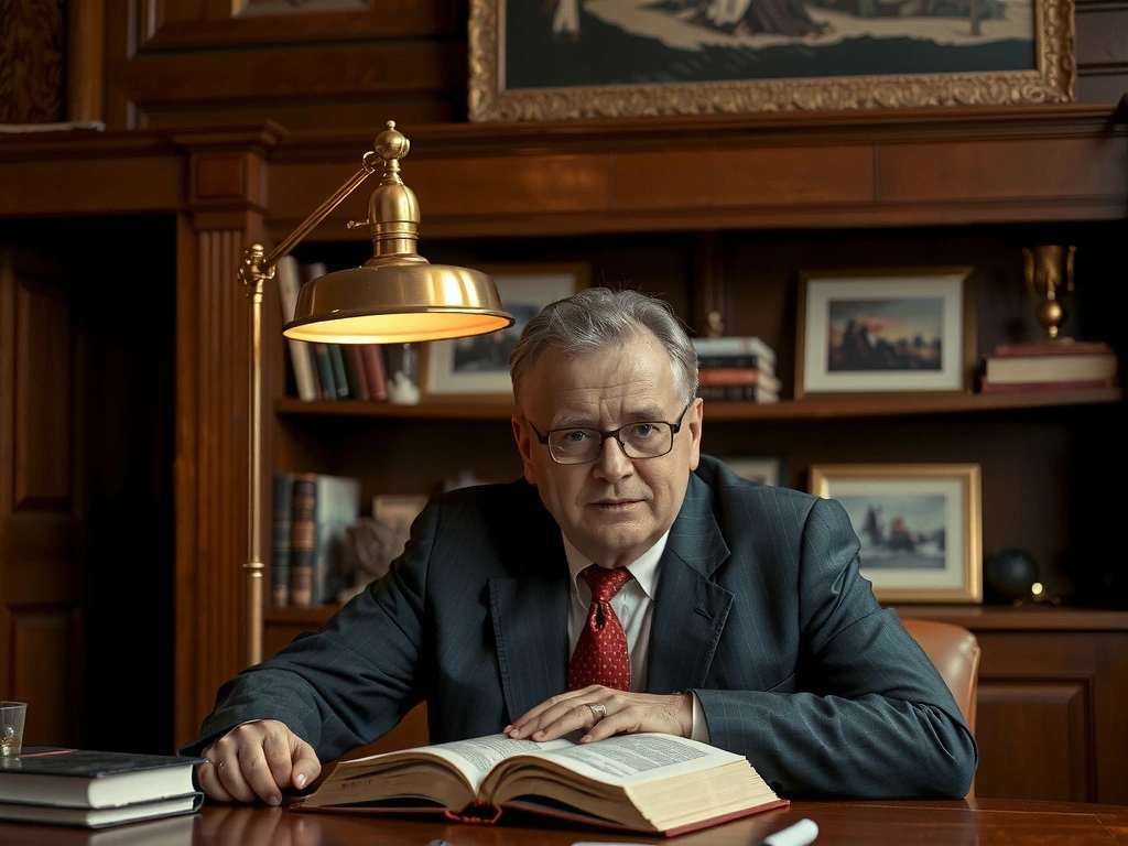 Porträt des Experten in einer ruhigen Bibliotheksumgebung